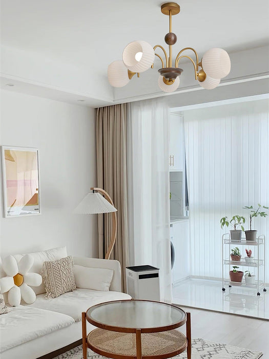 Sculptural Glass Ribbed Chandelier-DWHOME