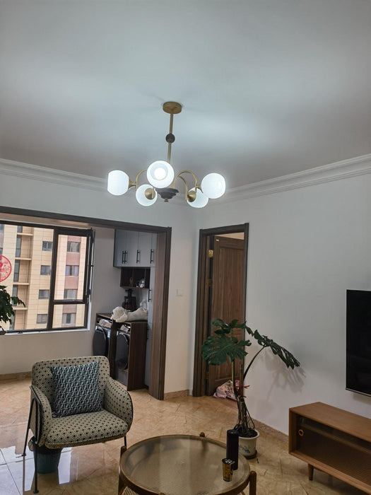 Sculptural Glass Ribbed Chandelier-DWHOME