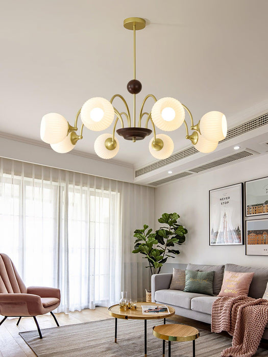 Sculptural Glass Ribbed Chandelier-DWHOME