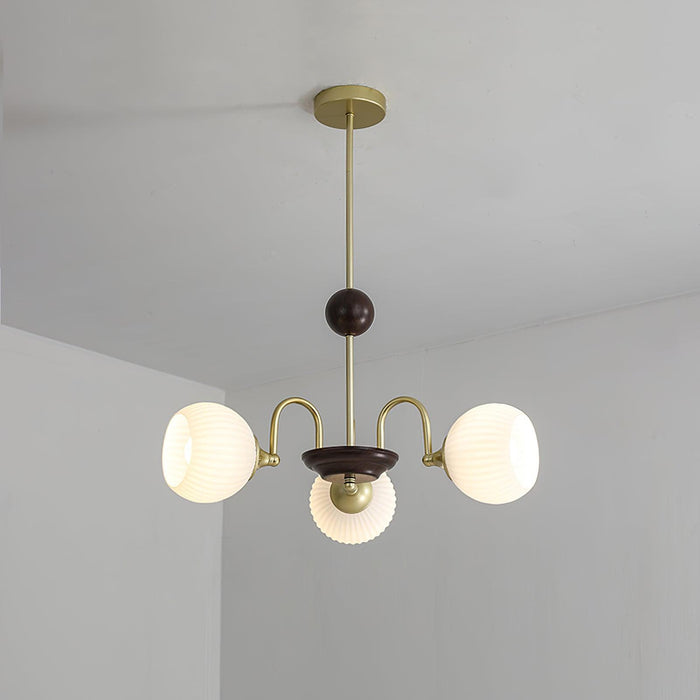 Sculptural Glass Ribbed Chandelier-DWHOME