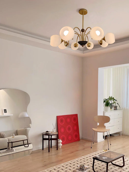 Sculptural Glass Ribbed Chandelier-DWHOME