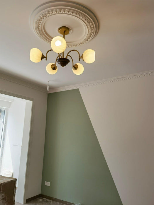 Sculptural Glass Ribbed Chandelier-DWHOME