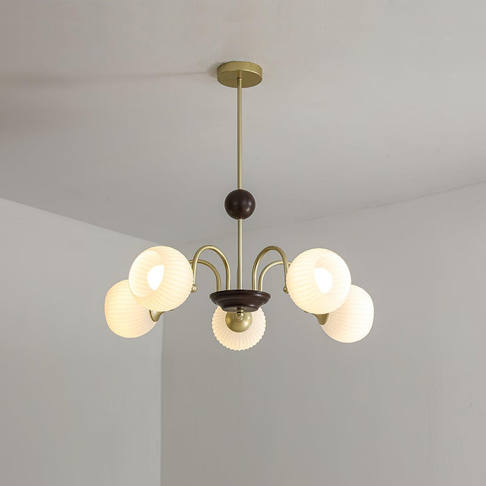 Sculptural Glass Ribbed Chandelier-DWHOME