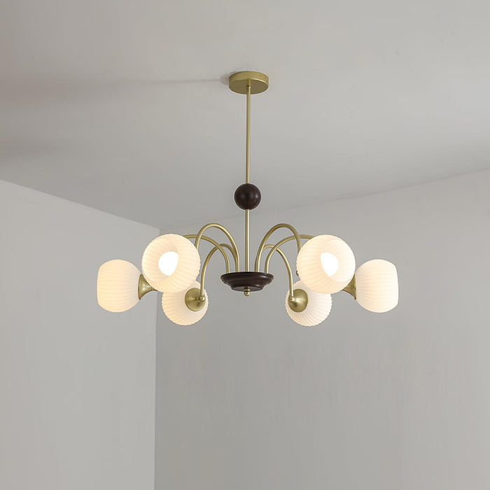 Sculptural Glass Ribbed Chandelier-DWHOME