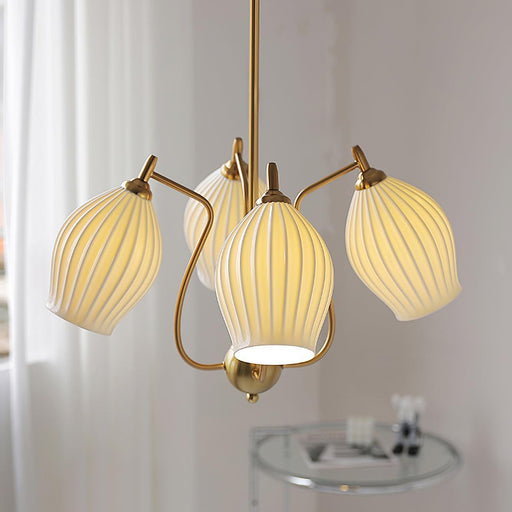Ceramic Ribbed Chandelier-DWHOME
