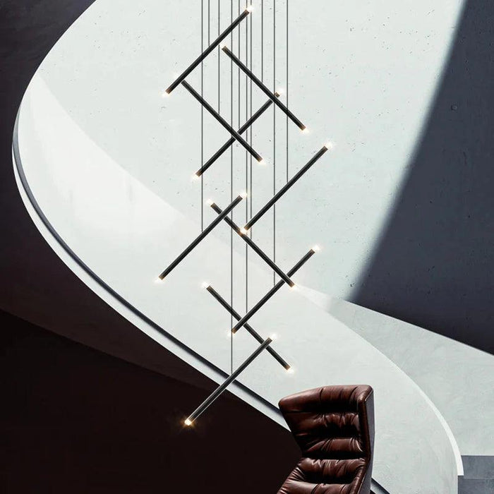 Seus Modern Long Chandelier for High Ceiling & Staircase - DWHOME
