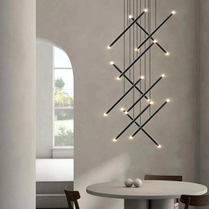 Seus Modern Long Chandelier for High Ceiling & Staircase - DWHOME