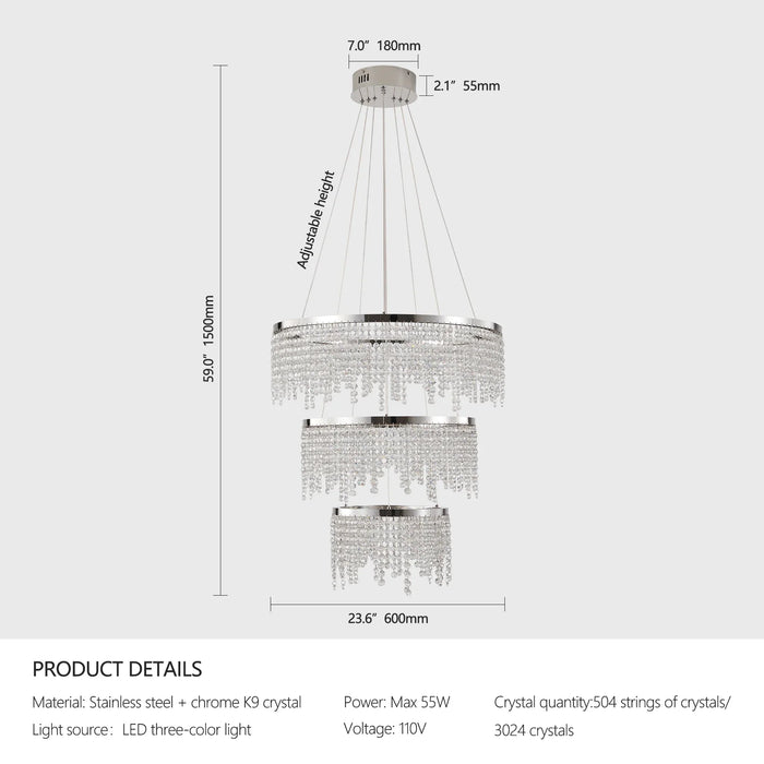 Alleri Crystal Foyer Chandelier-DWHOME