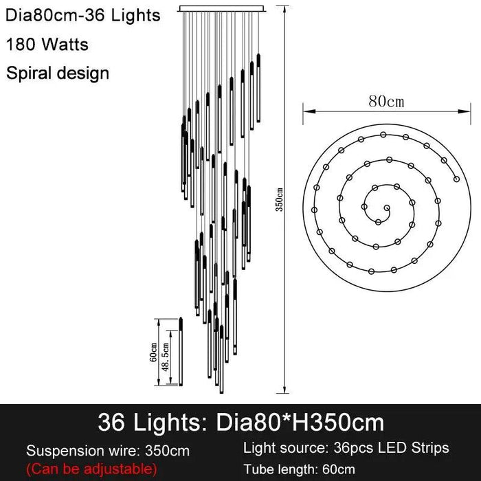 Modern Long Chandelier For Staircase Black/Gold/Silver - DWHOME