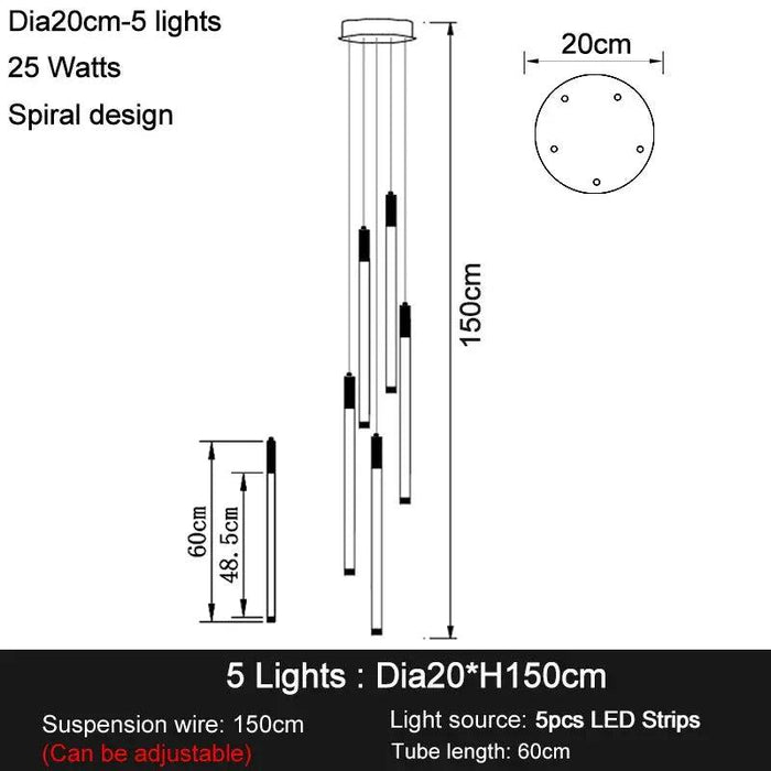 Modern Long Chandelier For Staircase Black/Gold/Silver - DWHOME