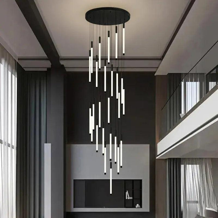 Modern Long Chandelier For Staircase Black/Gold/Silver - DWHOME