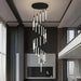 Modern Long Chandelier For Staircase Black/Gold/Silver - DWHOME