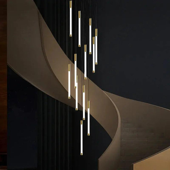 Modern Long Chandelier For Staircase Black/Gold/Silver - DWHOME