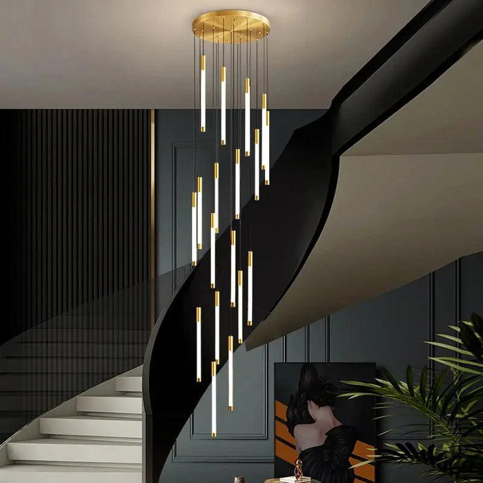 Modern Long Chandelier For Staircase Black/Gold/Silver - DWHOME