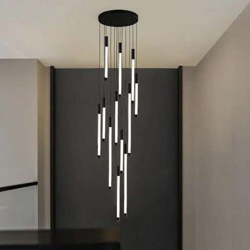 Modern Long Chandelier For Staircase Black/Gold/Silver-DWHOME