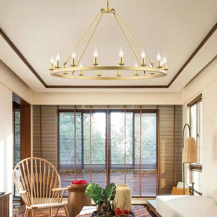 16-Light Round Wagon Wheel Chandelier Black/Gold/Silver - DWHOME
