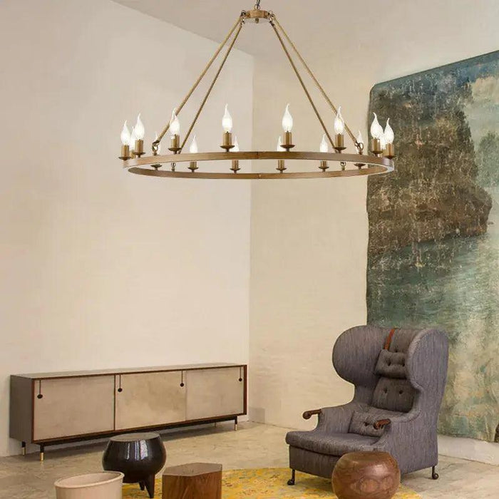 16-Light Round Wagon Wheel Chandelier Black/Gold/Silver - DWHOME