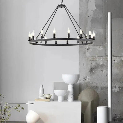 16-Light Round Wagon Wheel Chandelier Black/Gold/Silver - DWHOME