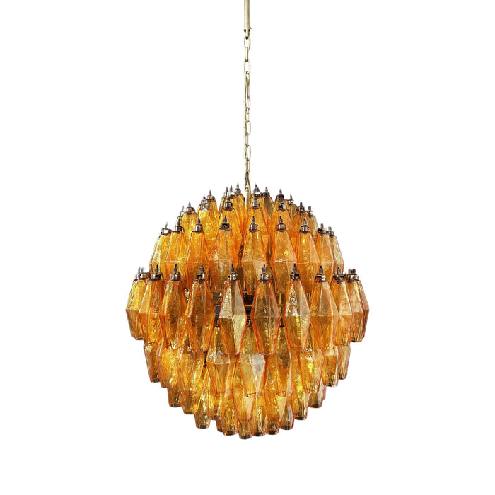 Spherical Murano Poliedri Amber Glass Chandelier-DWHOME
