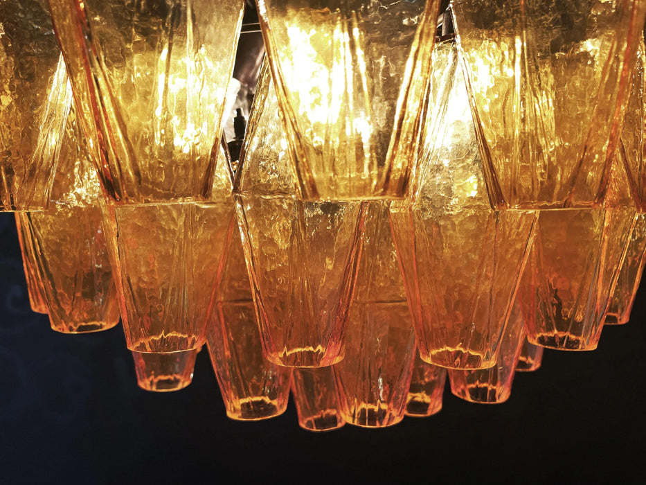 Spherical Murano Poliedri Amber Glass Chandelier-DWHOME