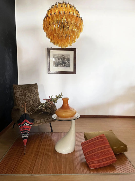 Spherical Murano Poliedri Amber Glass Chandelier-DWHOME