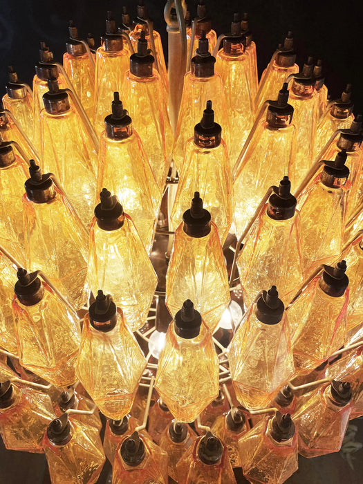 Spherical Murano Poliedri Amber Glass Chandelier-DWHOME