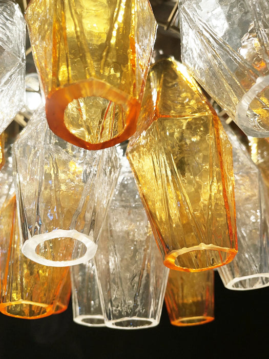 Spherical Murano Poliedri Amber Transparent Glass Chandelier-DWHOME