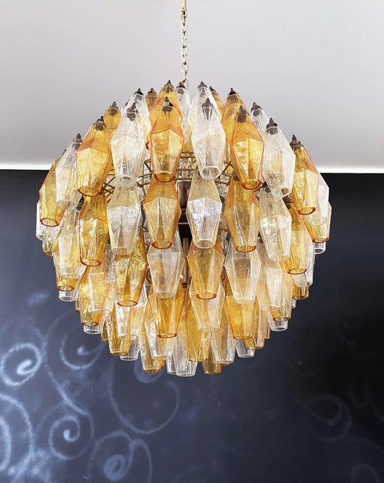 Spherical Murano Poliedri Amber Transparent Glass Chandelier-DWHOME