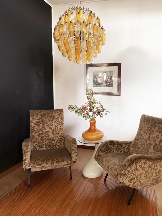 Spherical Murano Poliedri Amber Transparent Glass Chandelier-DWHOME