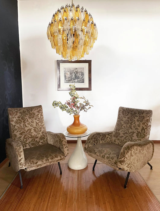 Spherical Murano Poliedri Amber Transparent Glass Chandelier-DWHOME