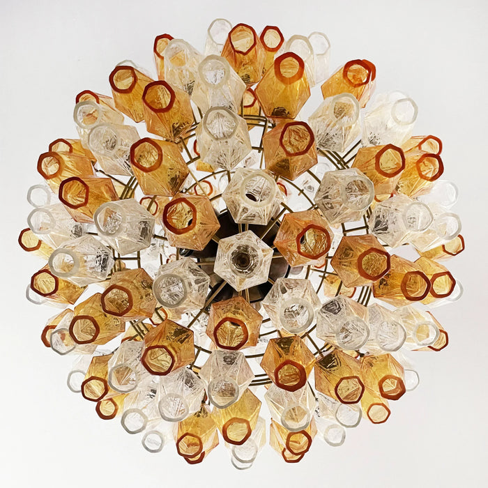 Spherical Murano Poliedri Amber Transparent Glass Chandelier-DWHOME