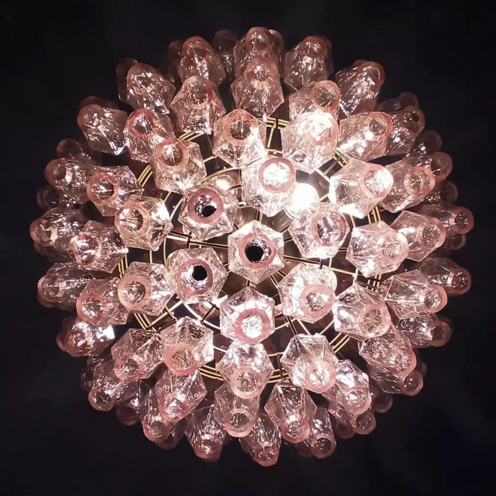 Spherical Murano Poliedri Pink Glass Chandelier-DWHOME