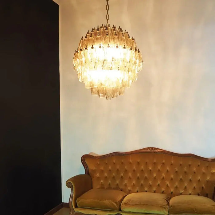 Spherical Murano Poliedri Smoked Glass Chandelier-DWHOME