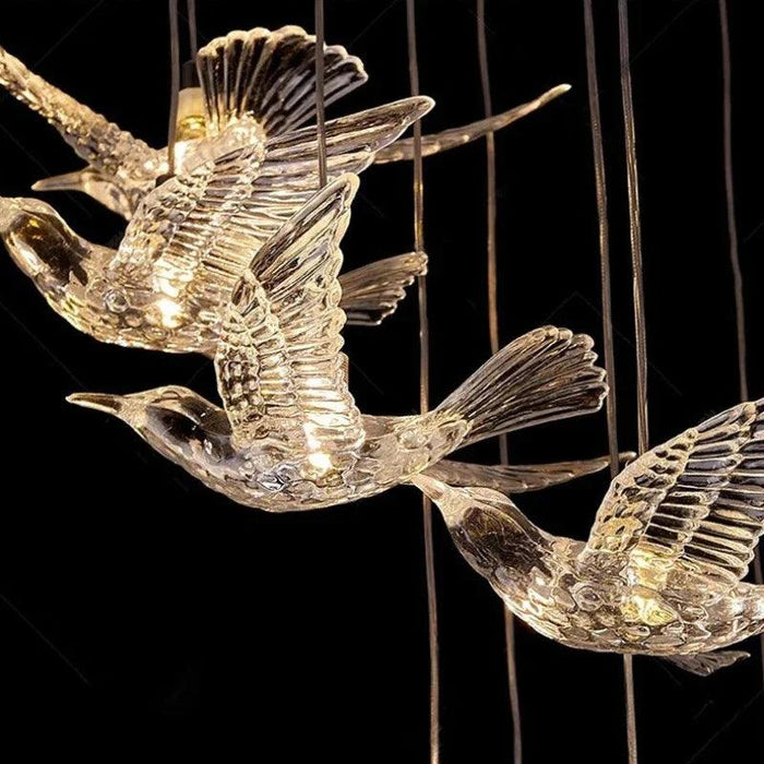 Bird Spiral Long Led Chandelier for Staircase and Foyer - DWHOME