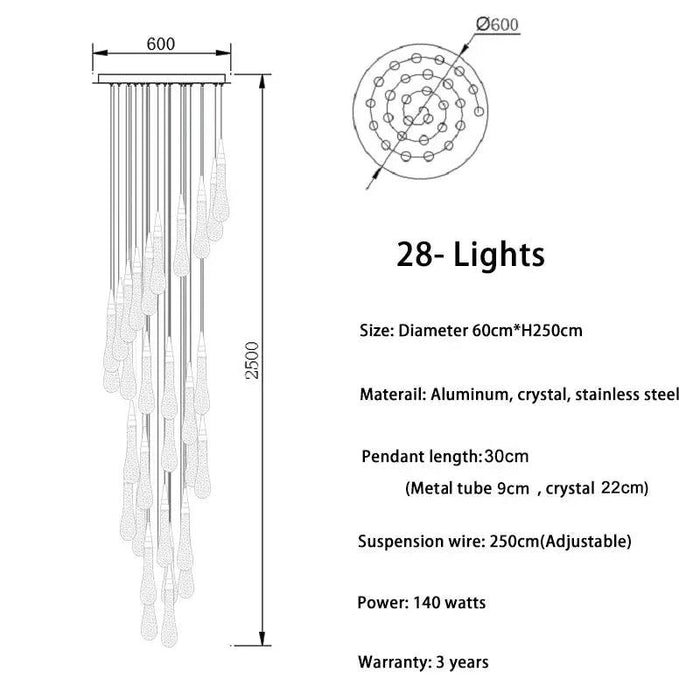 Spiral Raindrop Staircase Ceiling Lighting - DWHOME