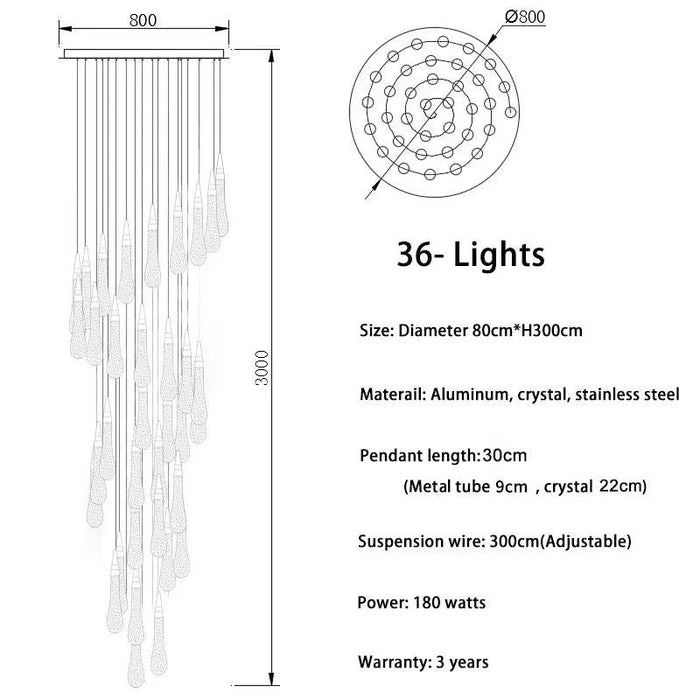 Spiral Raindrop Staircase Ceiling Lighting - DWHOME