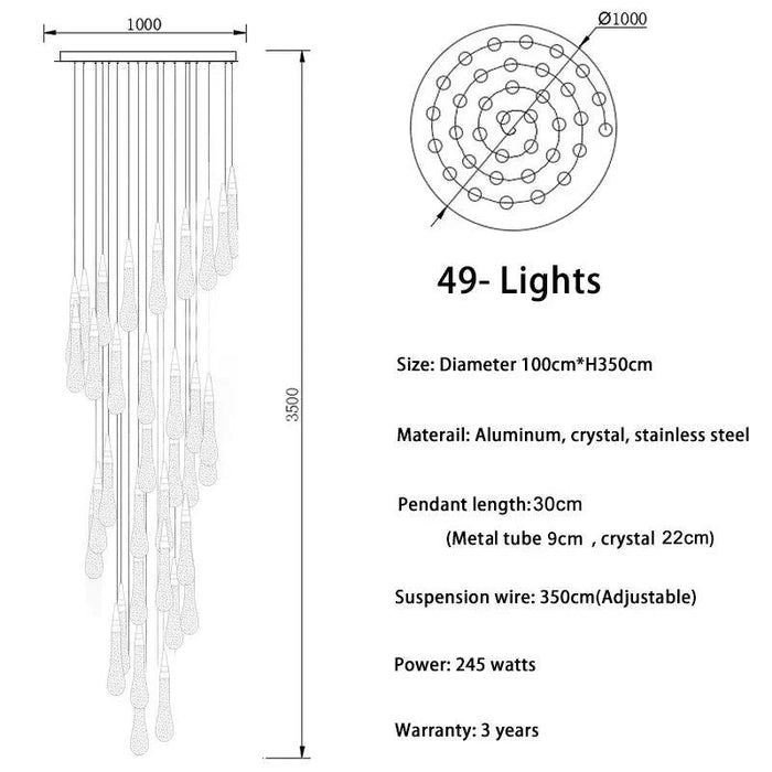 Spiral Raindrop Staircase Ceiling Lighting - DWHOME