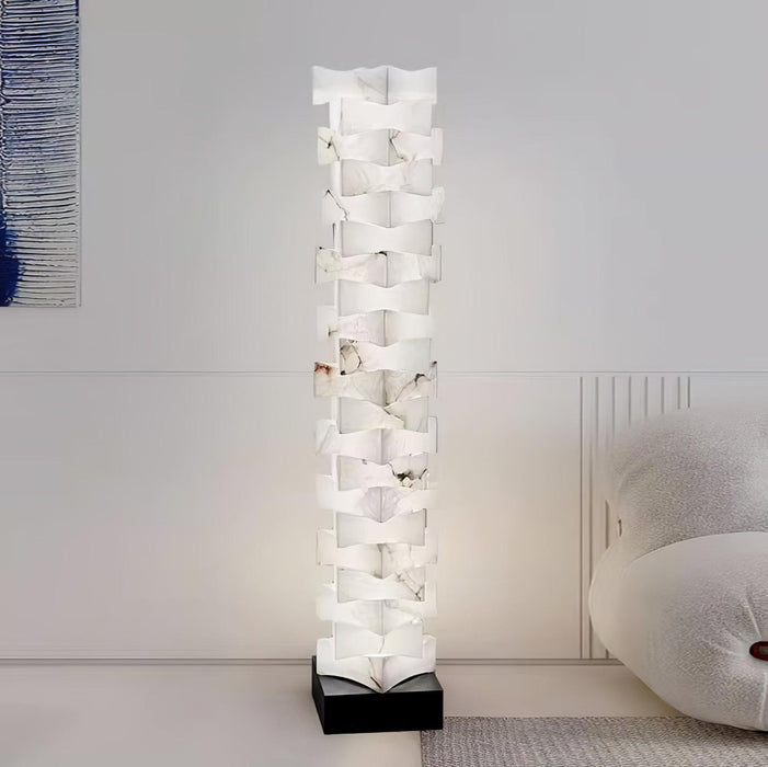 Stacked Alabaster Squares Floor Lamp-DWHOME