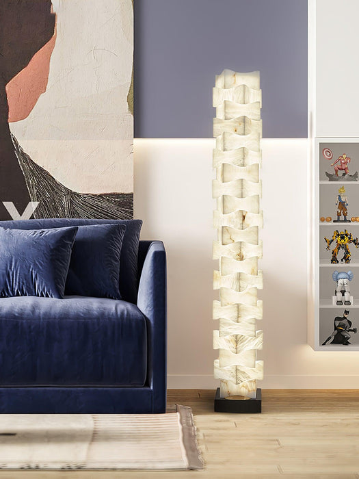 Stacked Alabaster Squares Floor Lamp-DWHOME