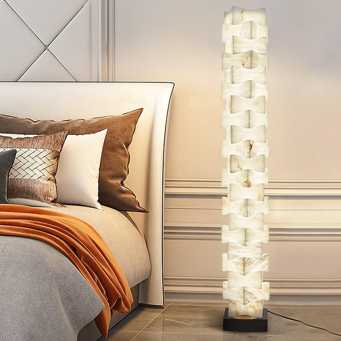 Stacked Alabaster Squares Floor Lamp-DWHOME