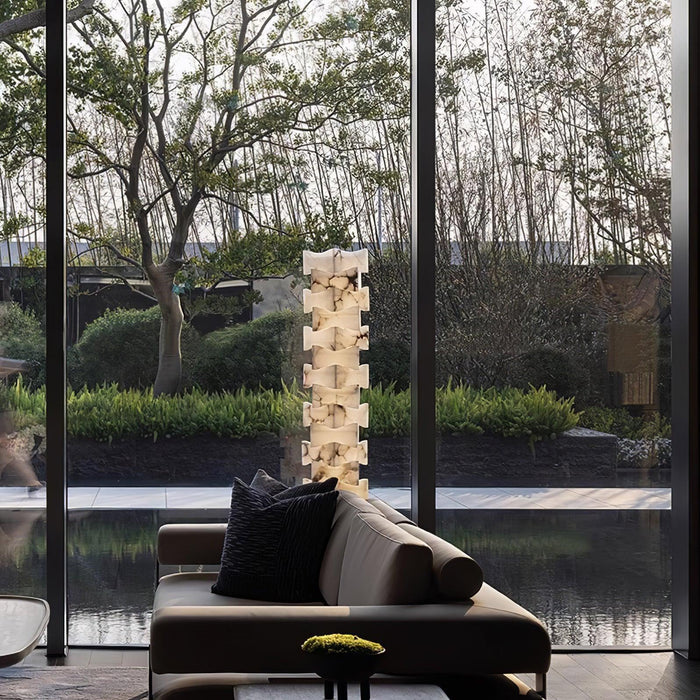 Stacked Alabaster Squares Floor Lamp-DWHOME
