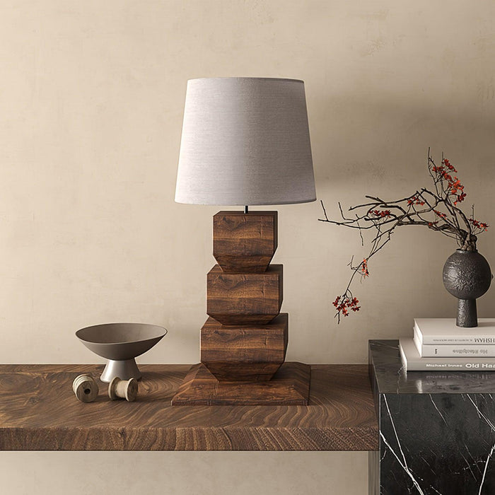 Stacked Wooden Table Lamp - DWHOME