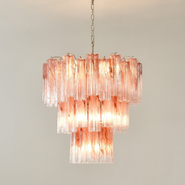 Pink Glass Tubes Chandelier-DWHOME