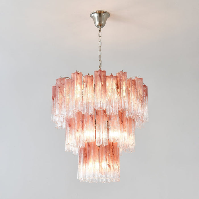 Pink Glass Tubes Chandelier-DWHOME