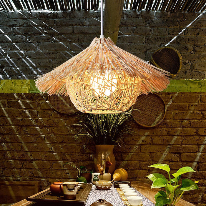 Straw Hat Pendant Light-DWHOME