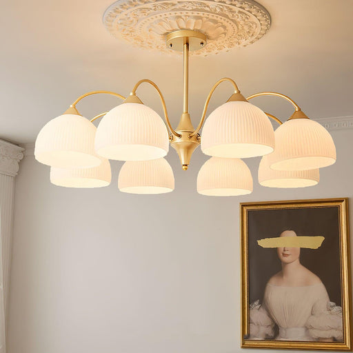Striped Glass Bowl Chandelier-DWHOME