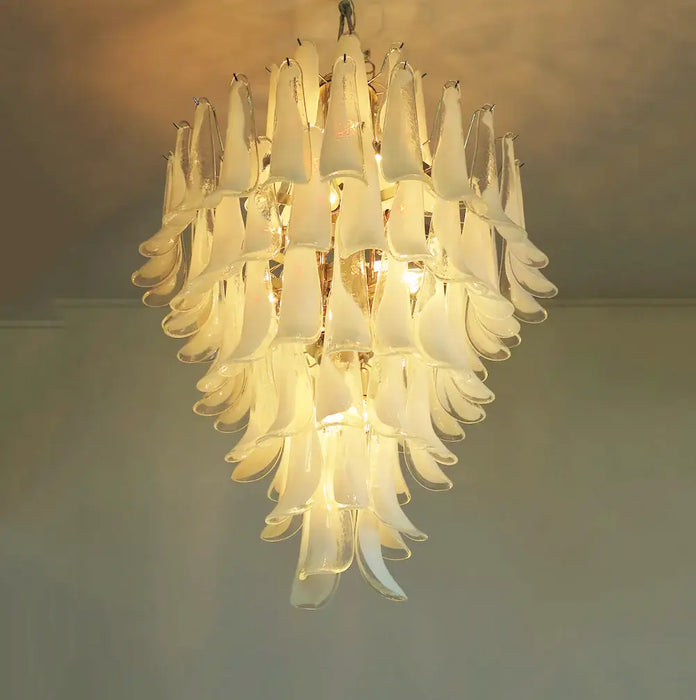 Stunning Murano White Glass Petals Chandelier-DWHOME
