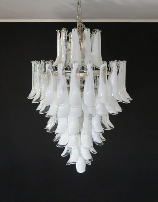 Stunning Murano White Glass Petals Chandelier-DWHOME