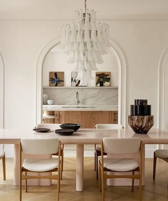 Stunning Murano White Glass Petals Chandelier-DWHOME