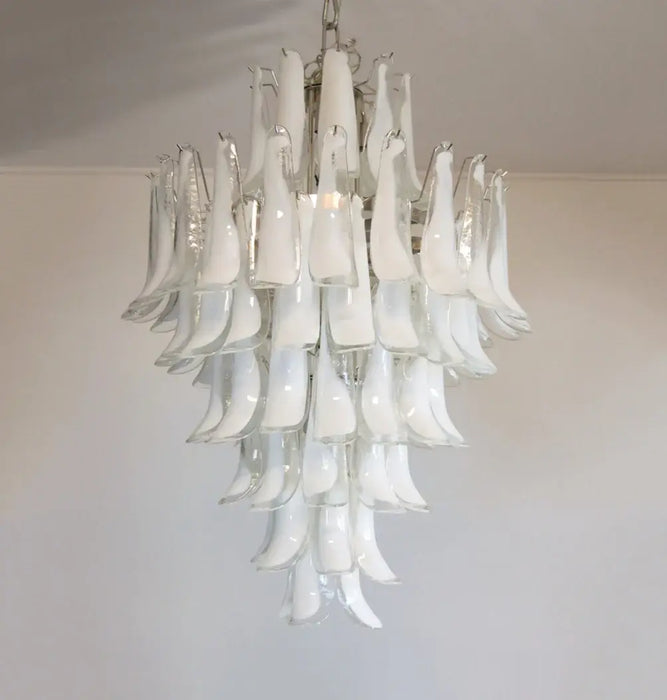 Stunning Murano White Glass Petals Chandelier-DWHOME